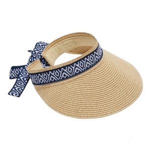 Sea & Grass Straw Visor with Ribbon